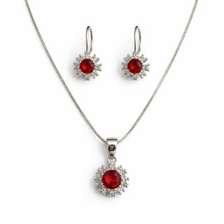 Set  Flor Roja Plata
