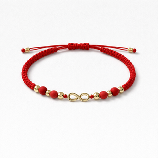 Pulsera Infinito y balines N3 Oro 18k