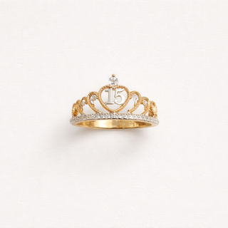 Anillo Corona Quince Años Oro 18k