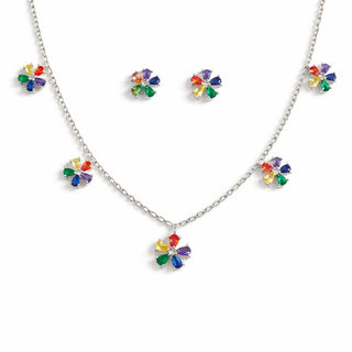 Set Gargantilla Flor Plata